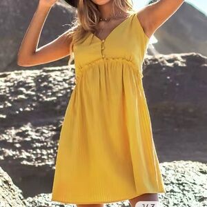 NWT Cupshe Bright Yellow Lace Up Mini Dress - Size: Large